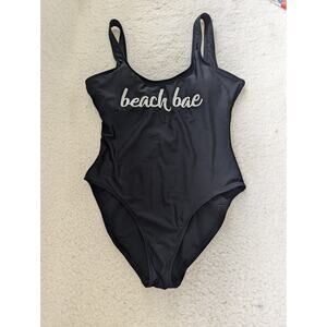 No Boundaries One Piece Swimsuit Womens M Black‎ Excellent Beach Bae Graphic